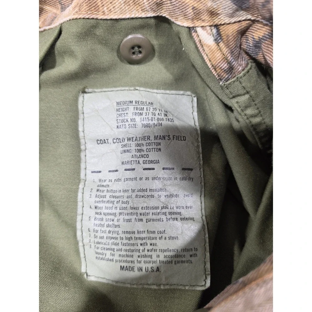 Atlanco M-65 Field‎ Jacket Mens Medium Regular Advantage Timber Camo Made in USA